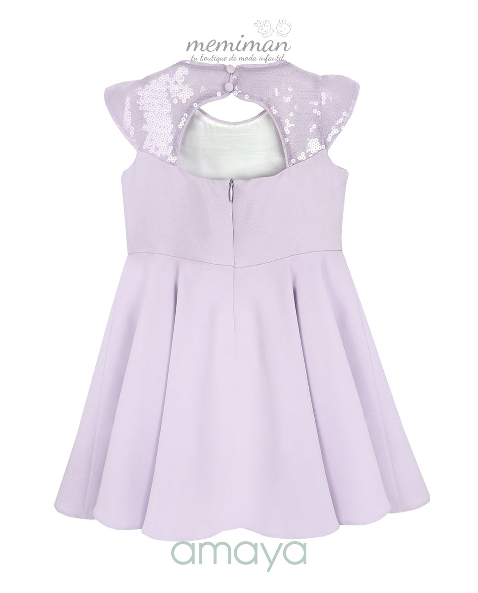 614411 Vestido capeado con lentejuelas