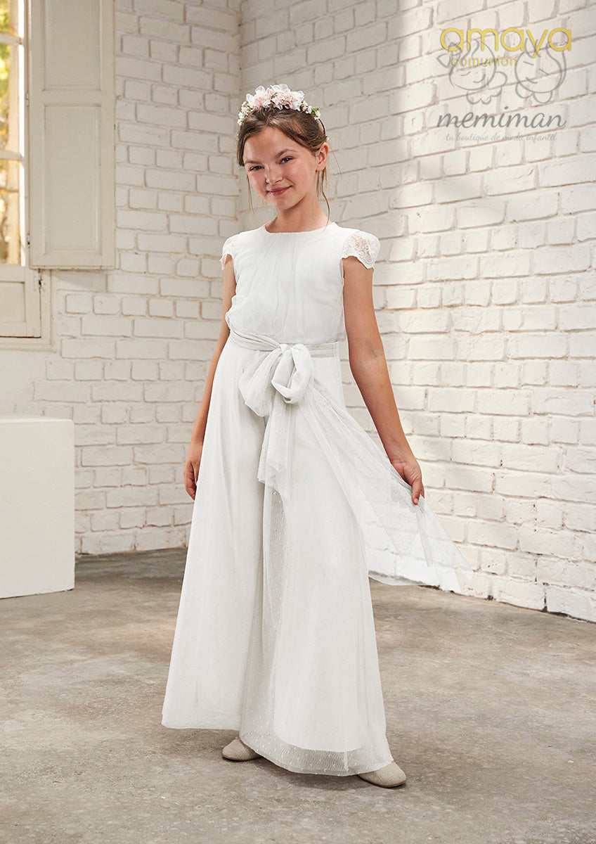 636045 Tuta Comunione Tulle Fantasia