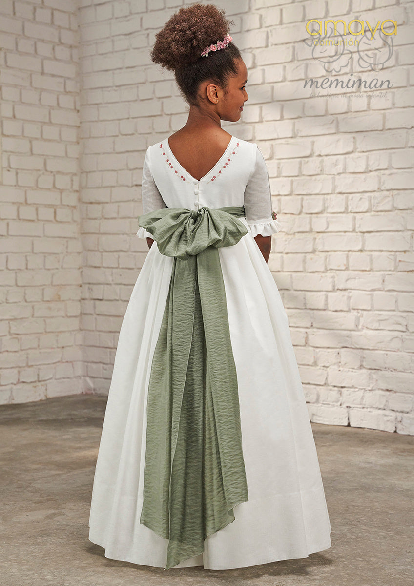 637004MD Abito da Comunione in Voile Liscio