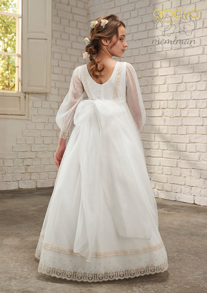 637007MD Abito da Comunione in tulle plumetis