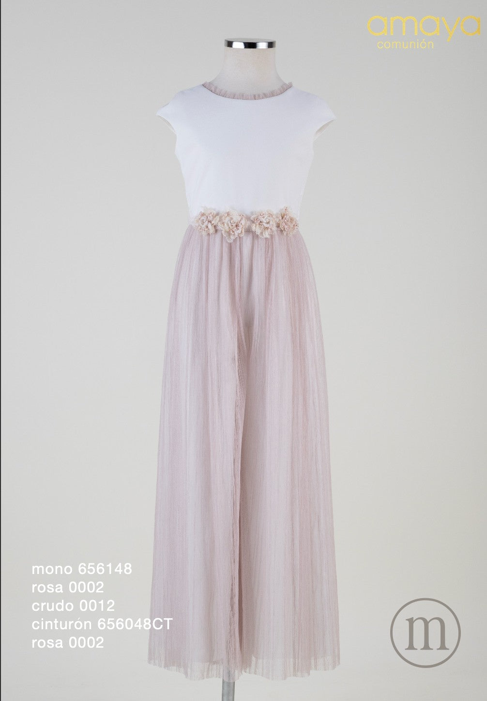 656148 Tuta Comunione Tulle Plissettato