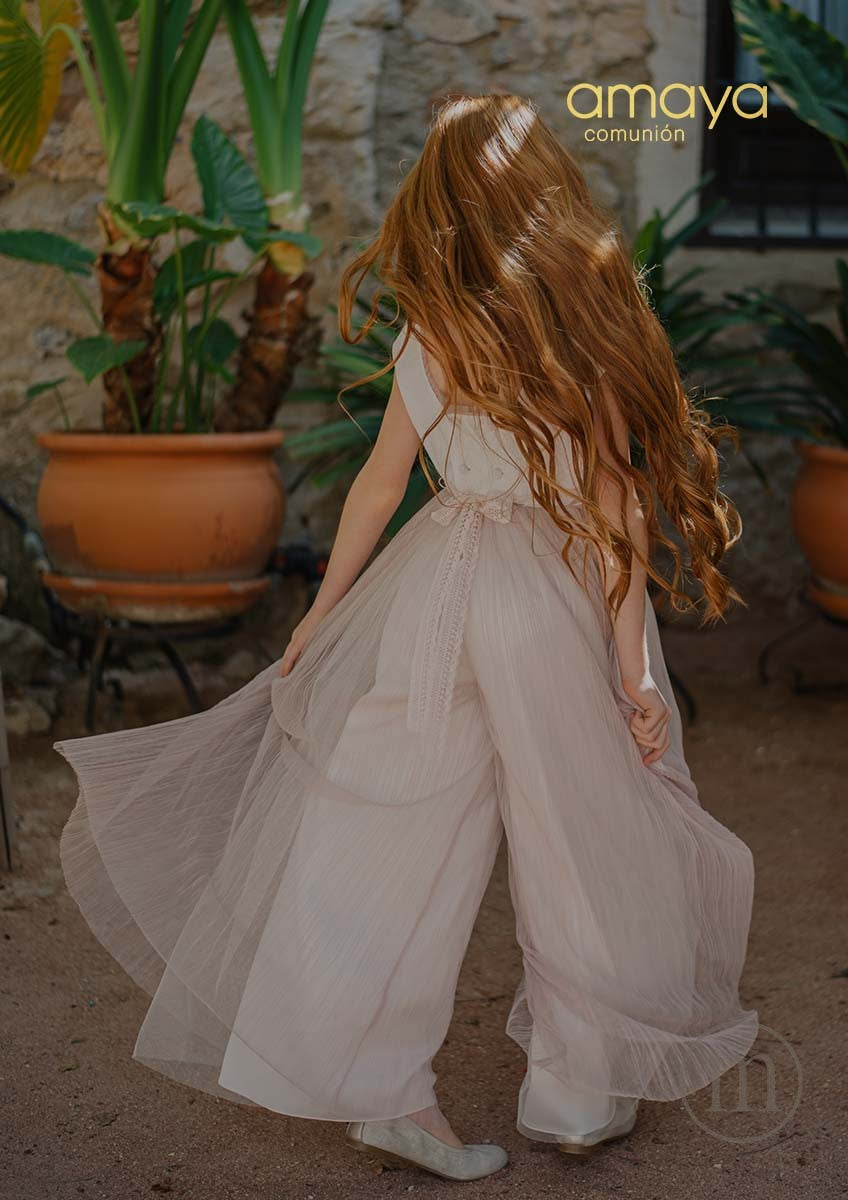 656148 Tuta Comunione Tulle Plissettato
