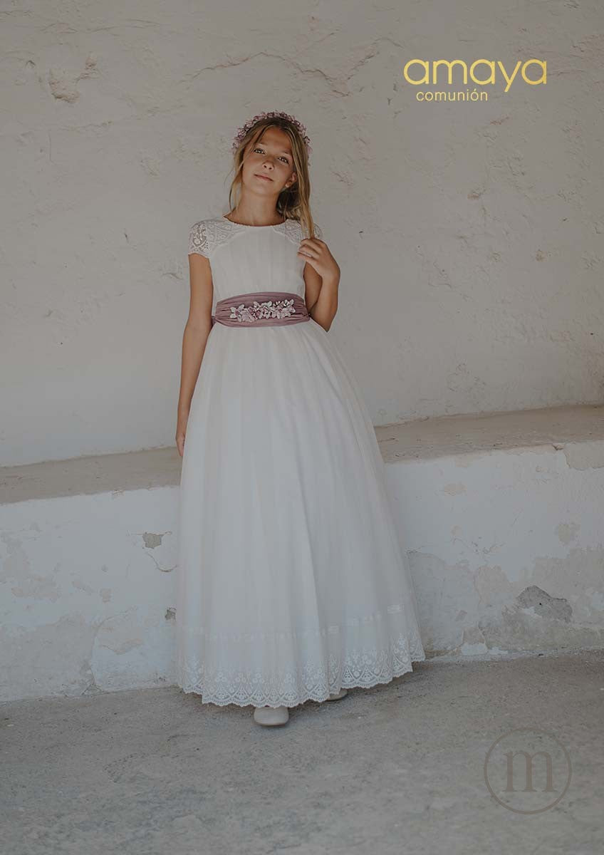 657013MC Abito da Comunione in tulle