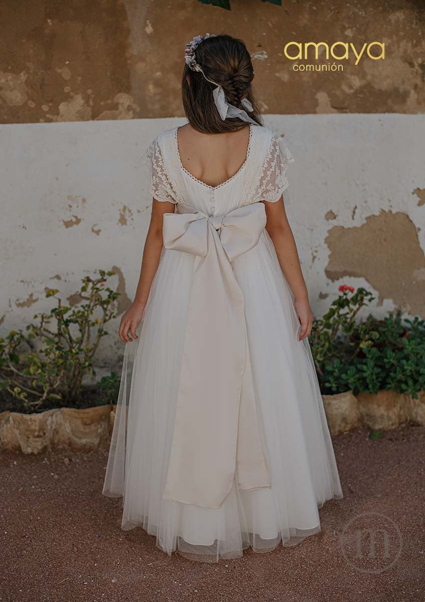 657025MC Abito da Comunione in tulle