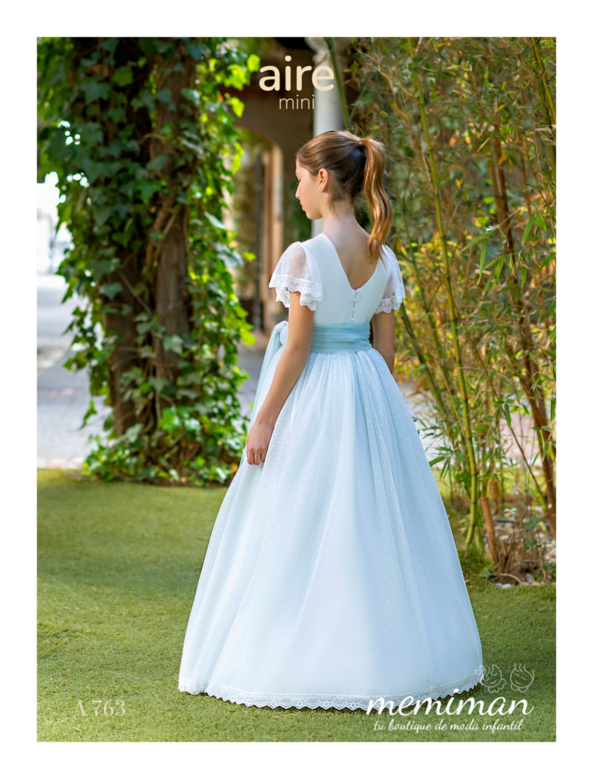 A661 Romantic communion dress embroidered tulle