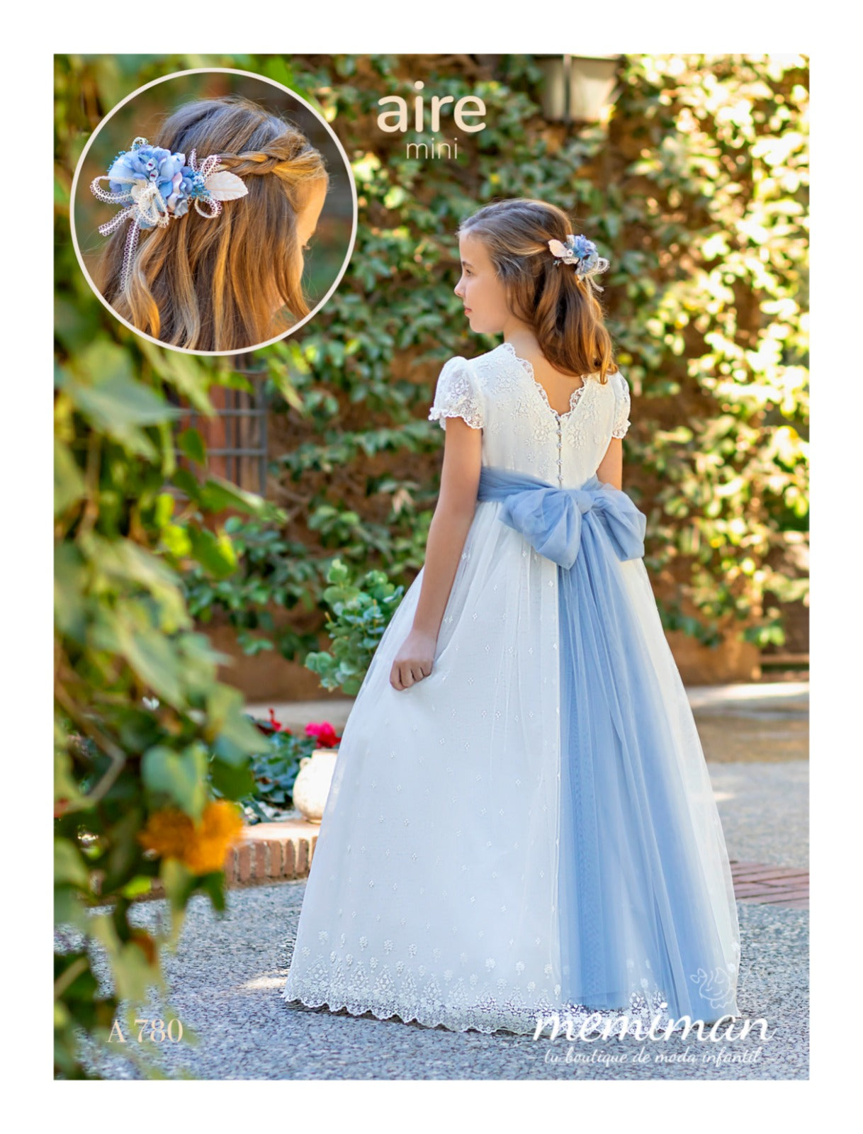 A661 Romantic communion dress embroidered tulle