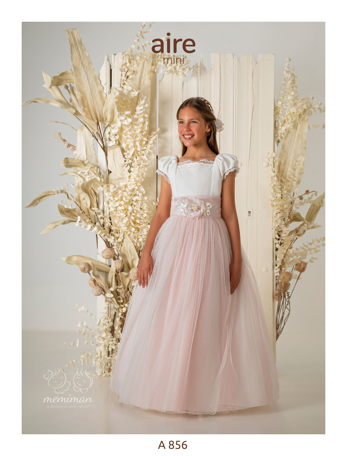 A856 Polka Dot Tulle Communion Dress