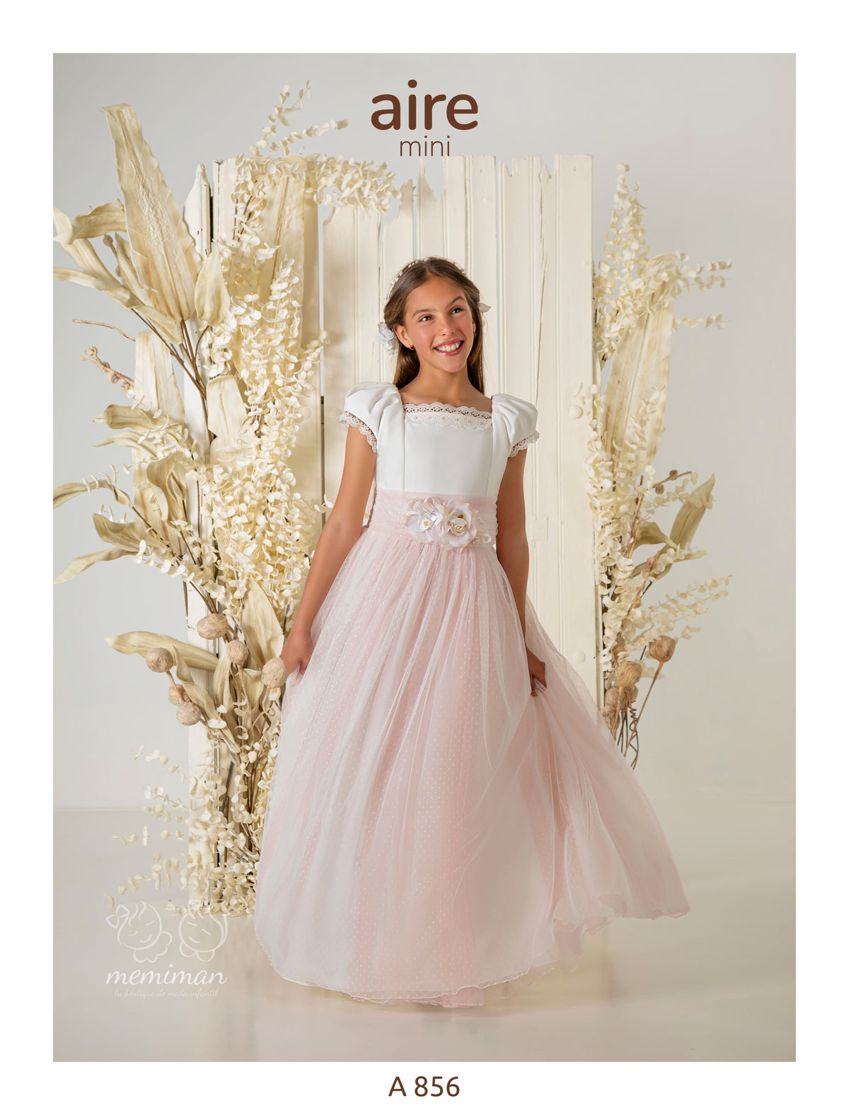 A856 Polka Dot Tulle Communion Dress