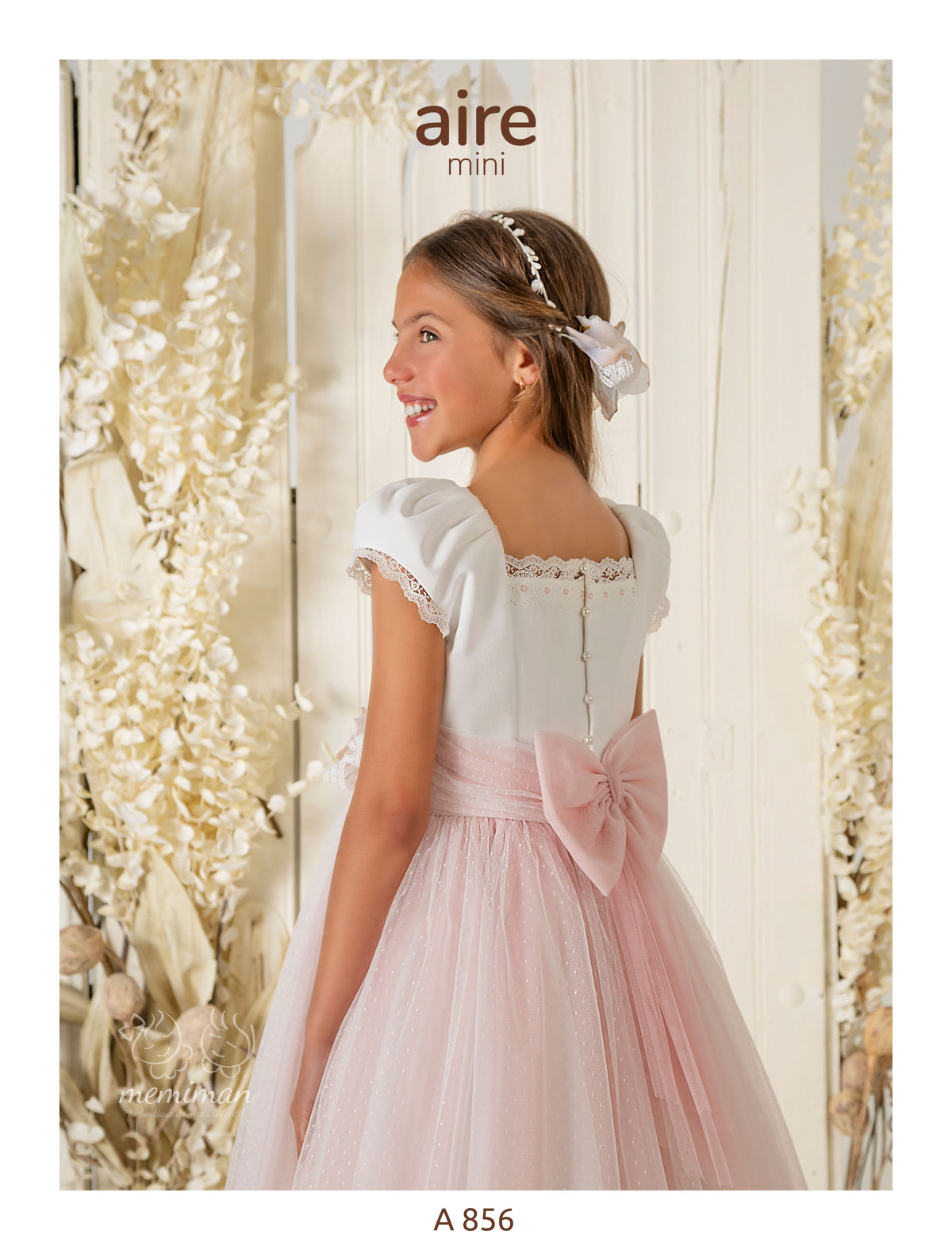A856 Polka Dot Tulle Communion Dress