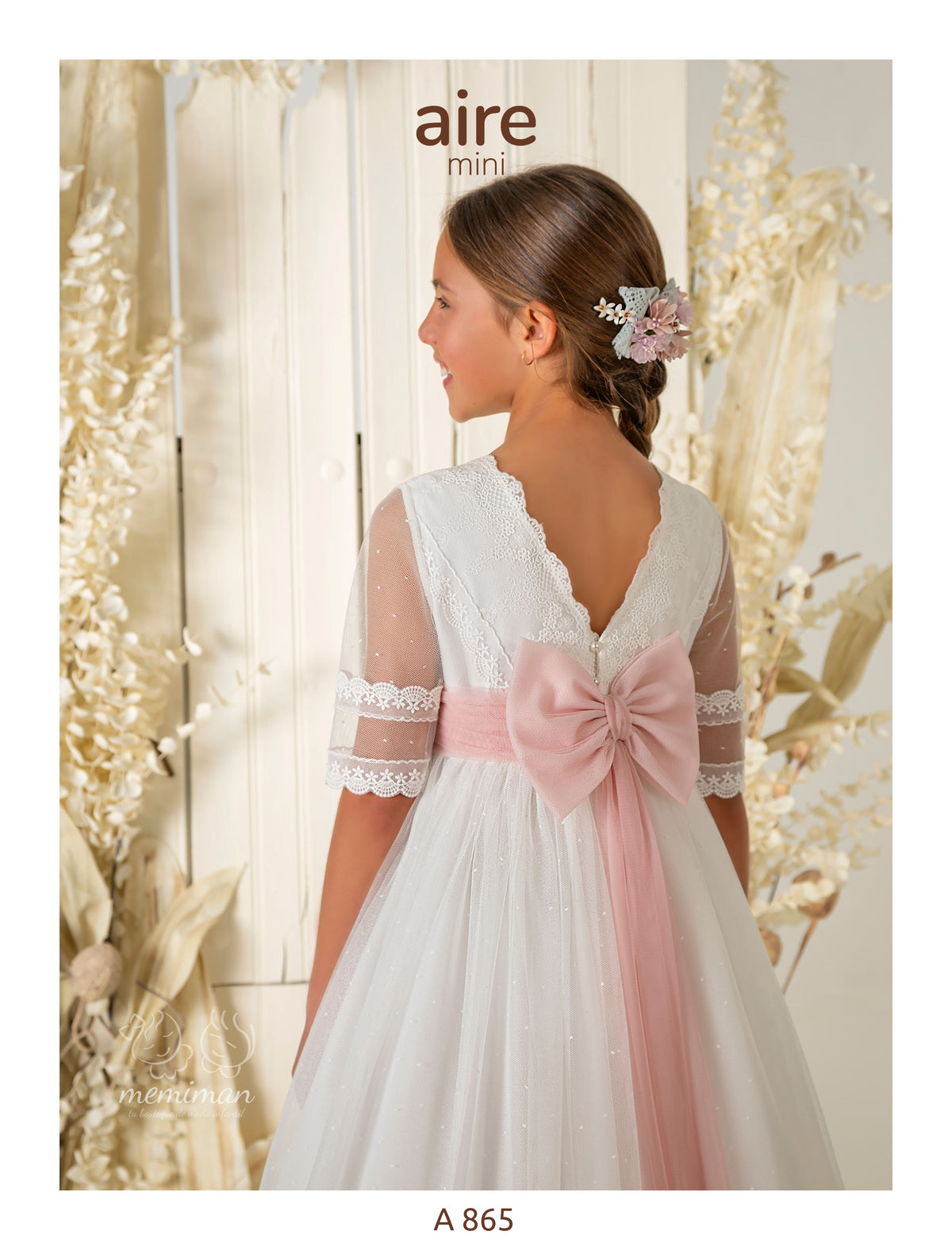 A865 Vestito Comunione Tulle Pois