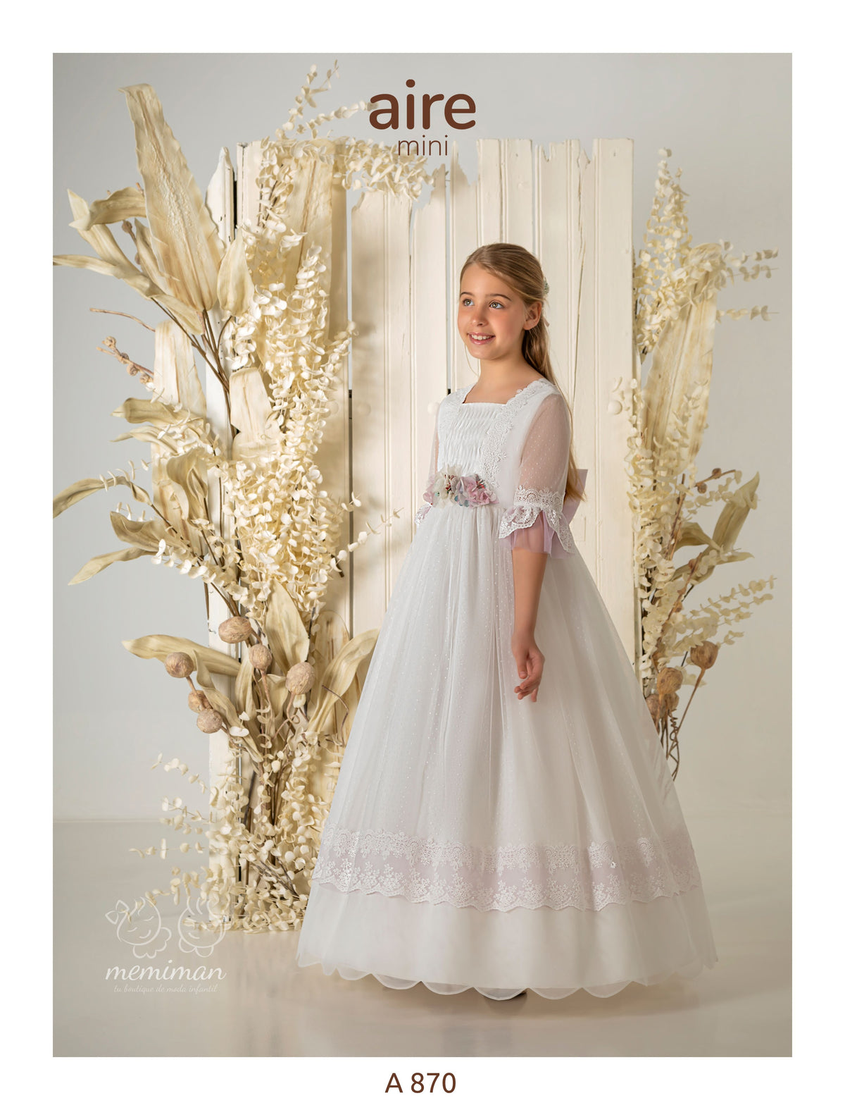 A870 Abito Comunione Tulle Pois