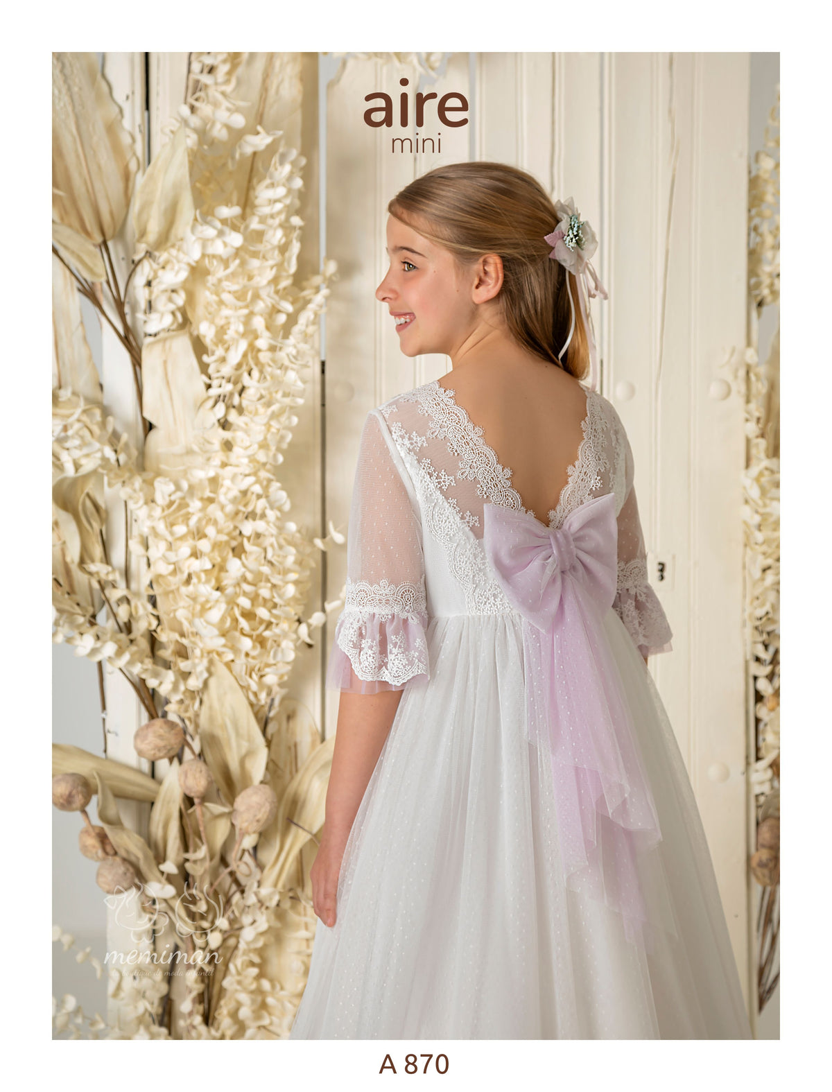 A870 Abito Comunione Tulle Pois