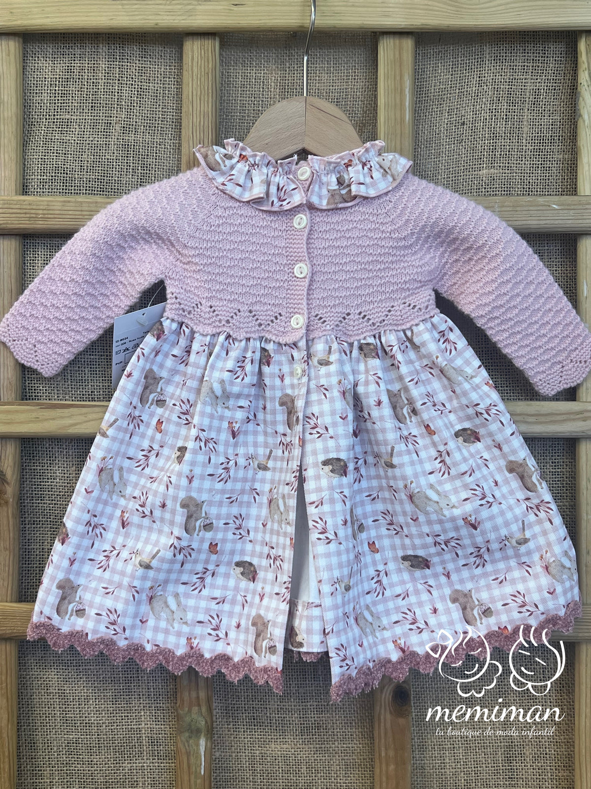 252-9024 Abito in maglia fantasia vichy