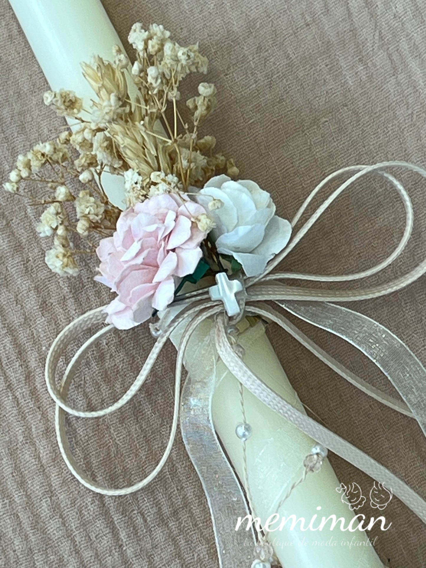 Bougie de baptême Pierres et perles