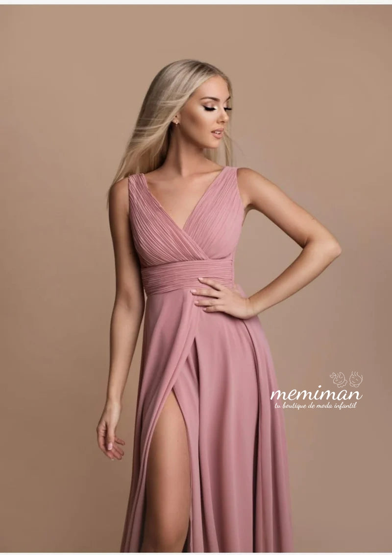 Robe longue en mousseline de soie R1465