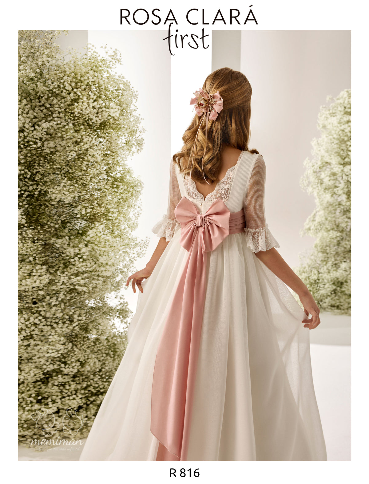 R816 Abito da Comunione in organza rustica