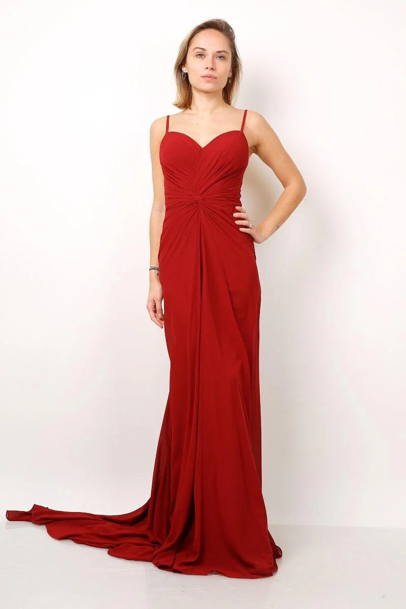 F8042 Vestido comprido com cauda