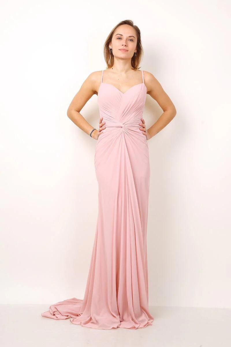 F8042 Vestido comprido com cauda