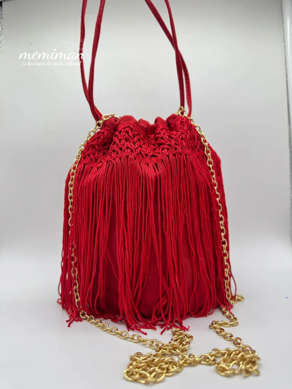 YS013 Borsa a secchiello con frange