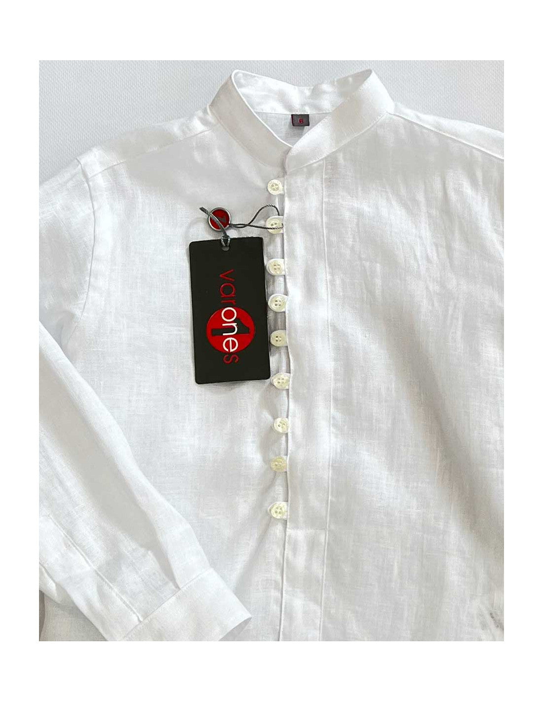 10-06048 Camicia in lino collo alla coreana