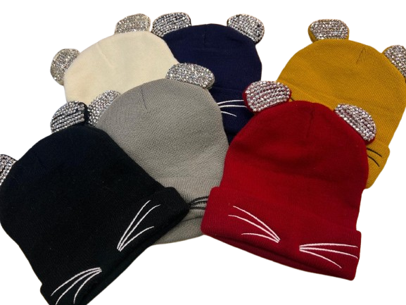 Cappellino gattino strass