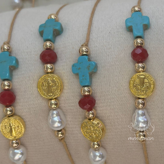 Pulsera Cruz Turquesa