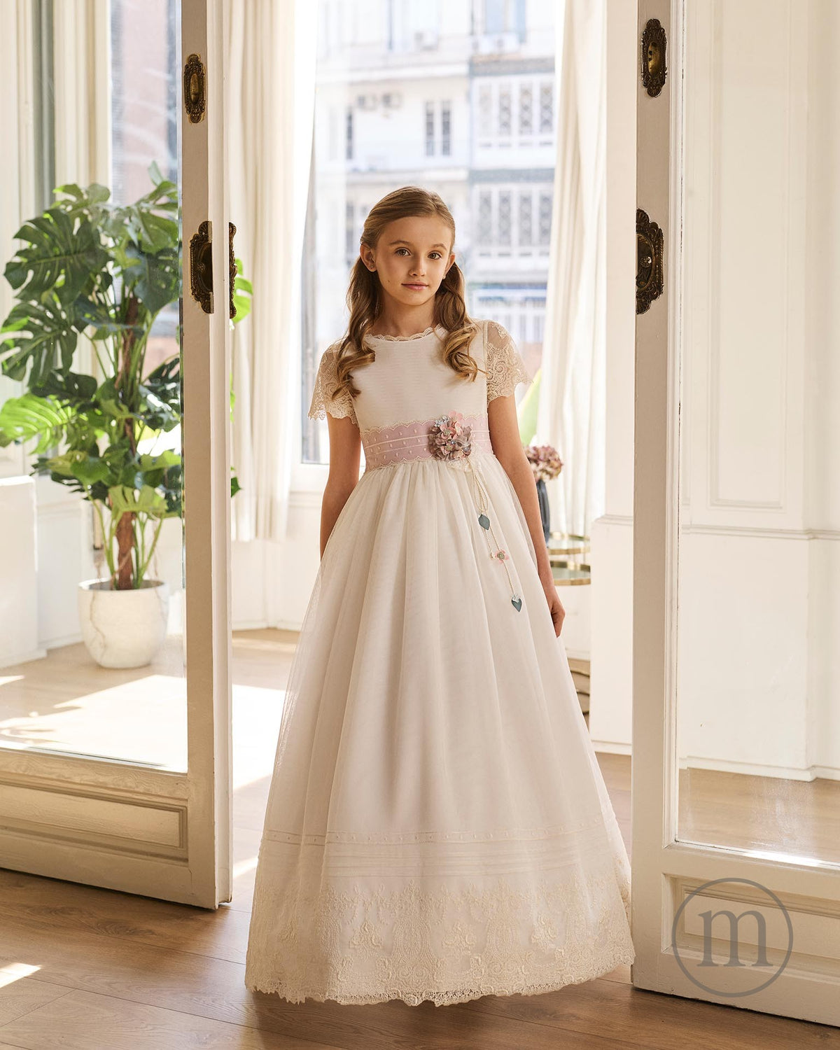 R901 Abito da Comunione Romantico in Tulle