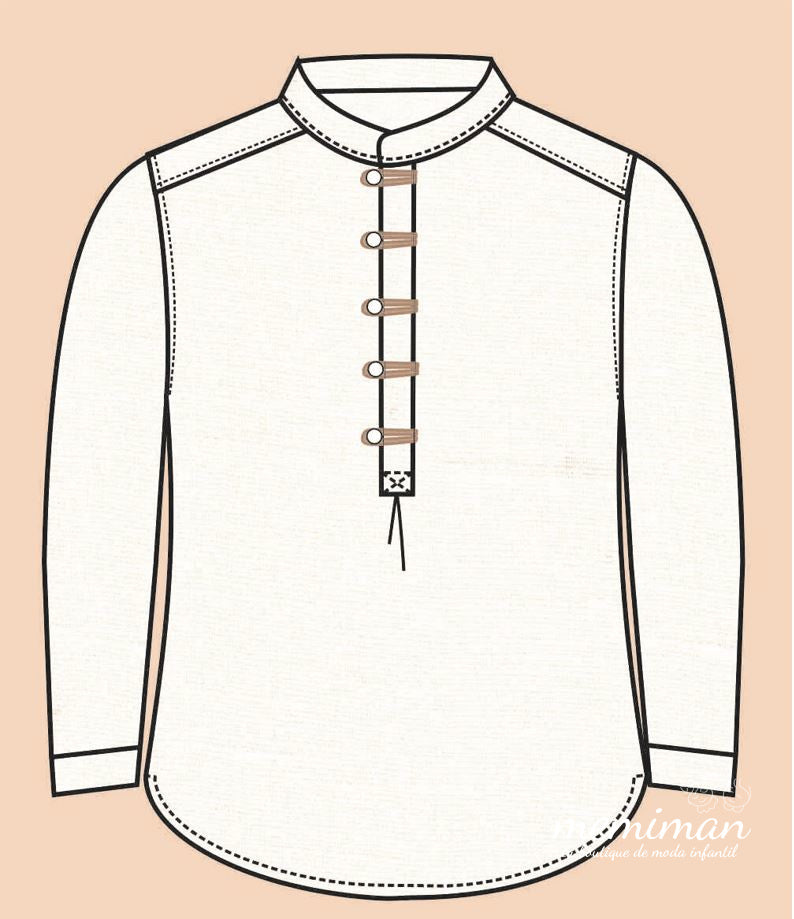 10-06125S Camicia Lino Alamari Collo alla Coreana