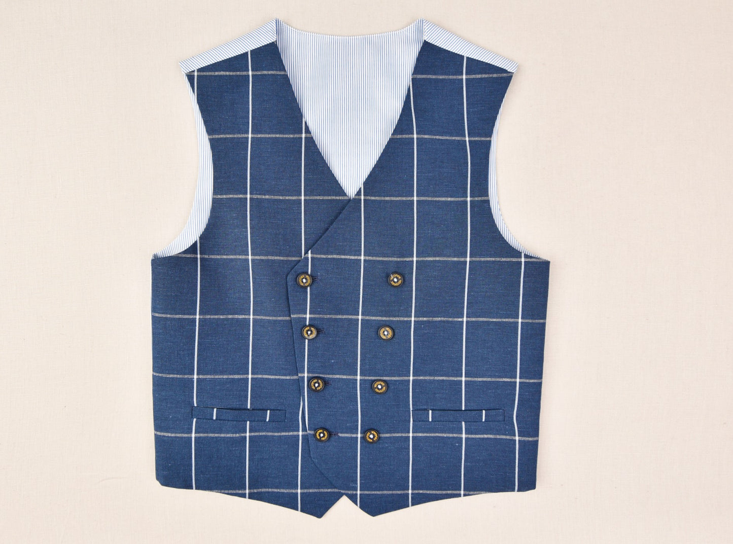 10-10017 Checked double-breasted vest