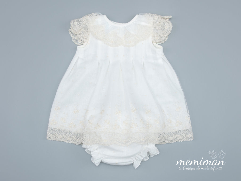 122-310 Vestido de cristianar tul bordado