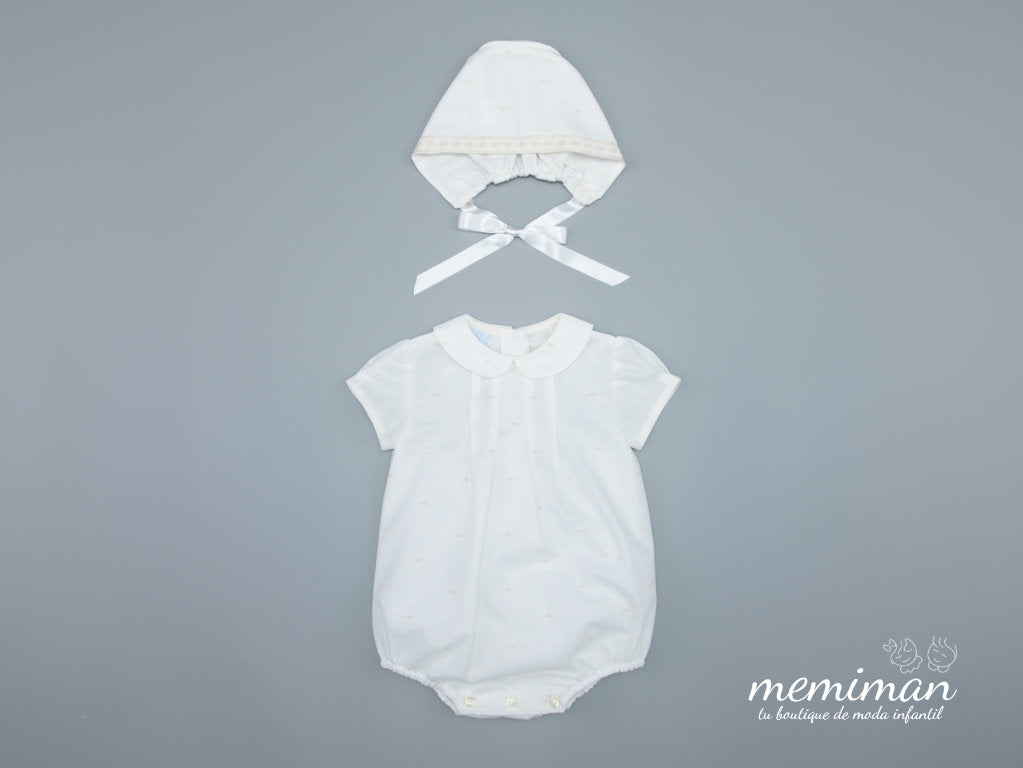 122-314 Christian tulle plumeti romper with hood