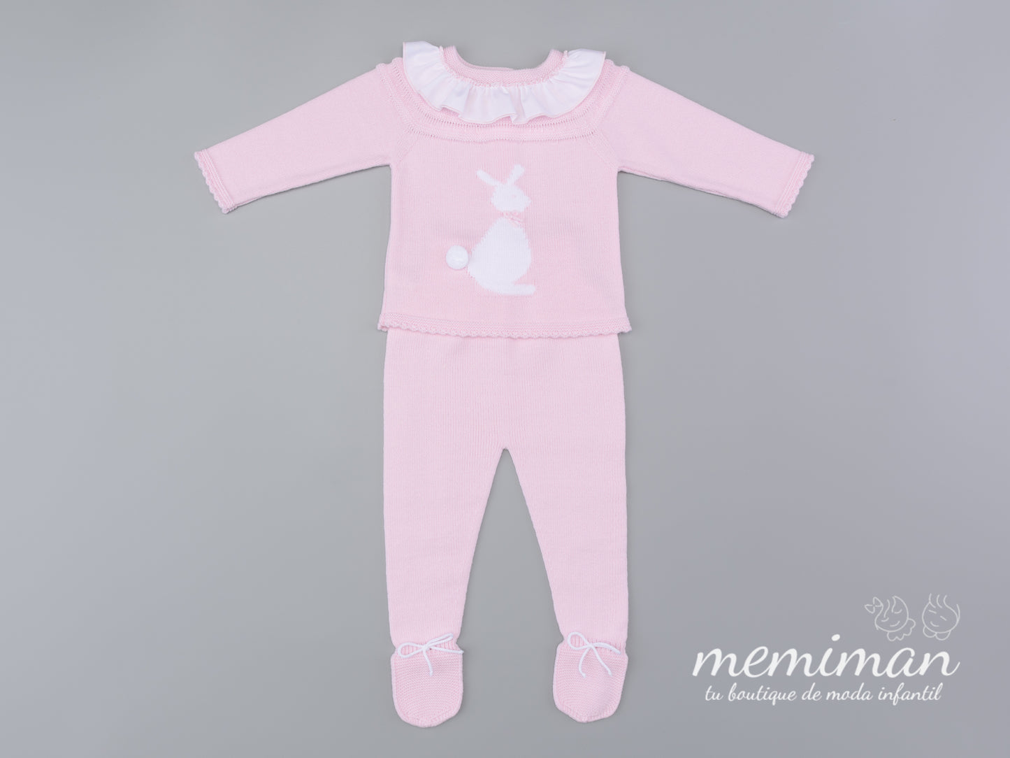 2-621 Conjunto de polainas rosa con conejito