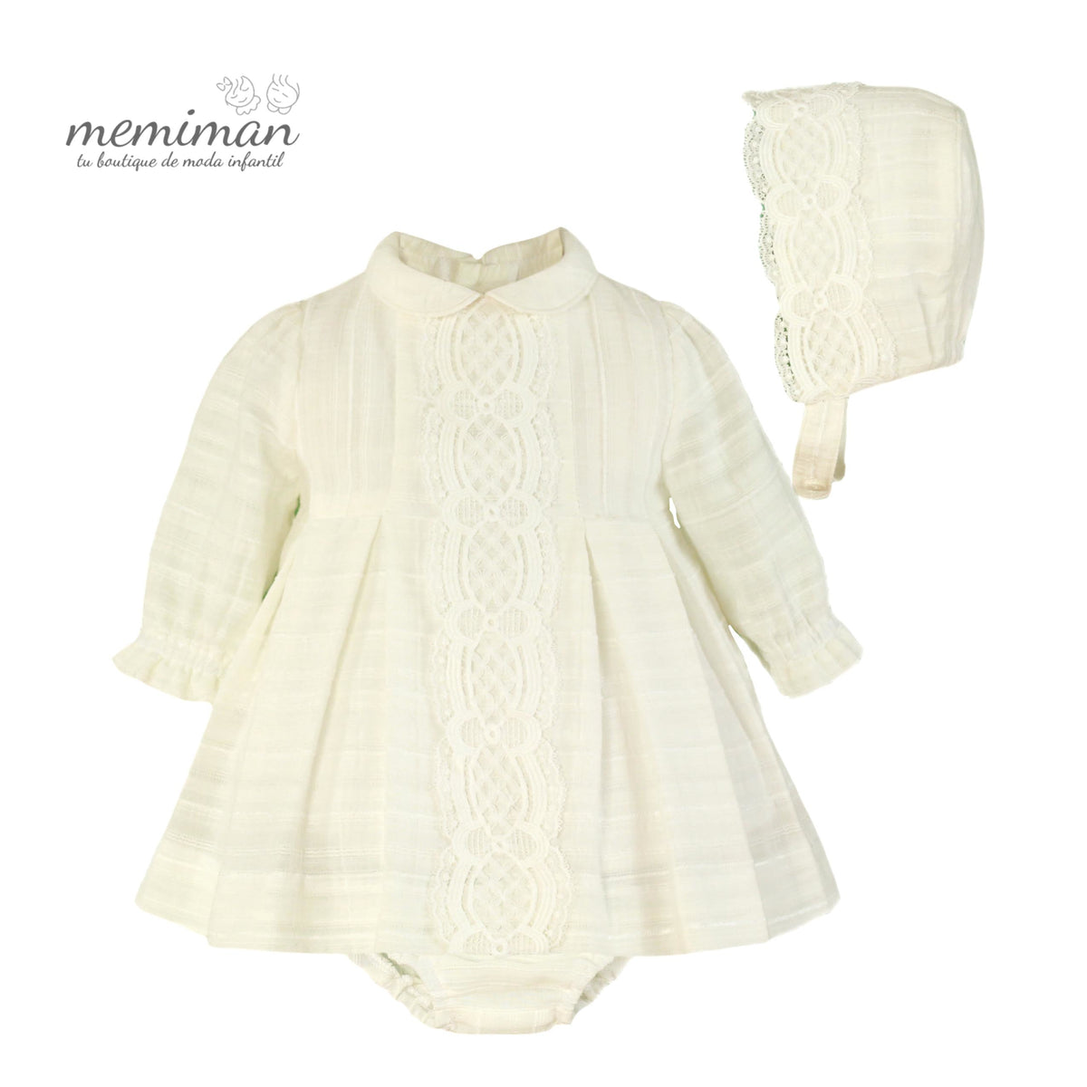 32-0020-VG Vestido de bebé com cueca e gorro
