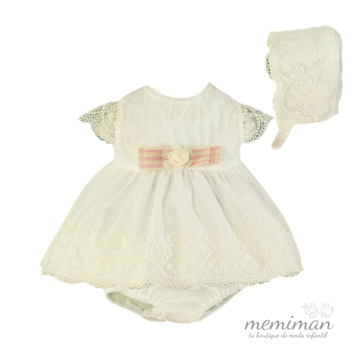 33-0020-VBG Vestito-Mutandine-Cappellino Neonato
