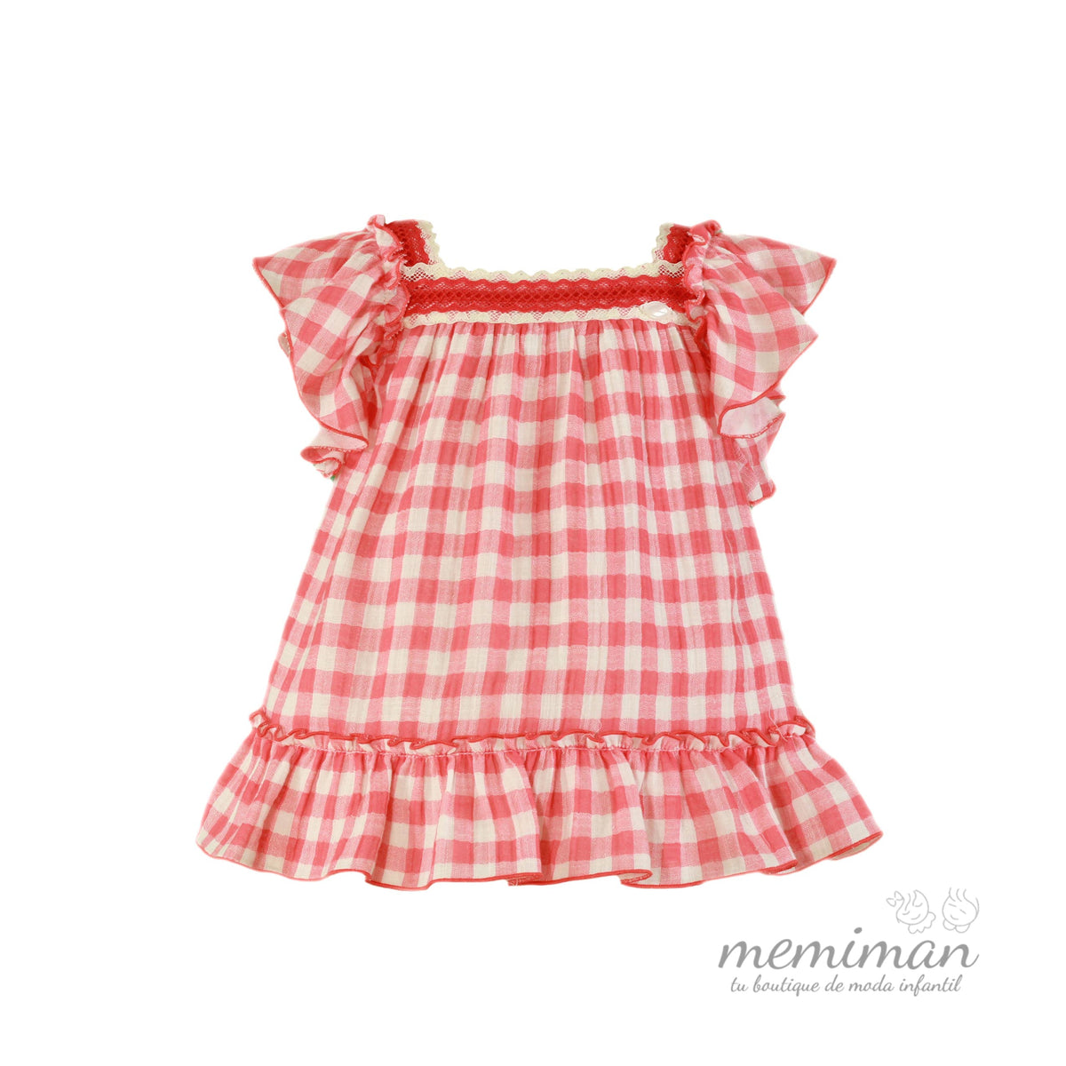 33-0256-V Vestido de criança aos quadrados