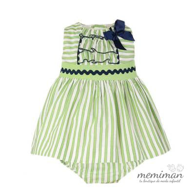 31-0504-VB Vestito neonata verde con culotte