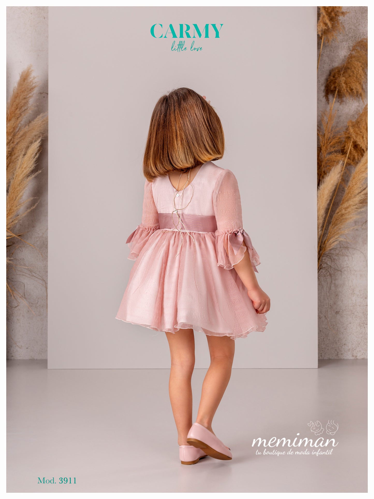 3911P Glitter pleated tulle arras dress