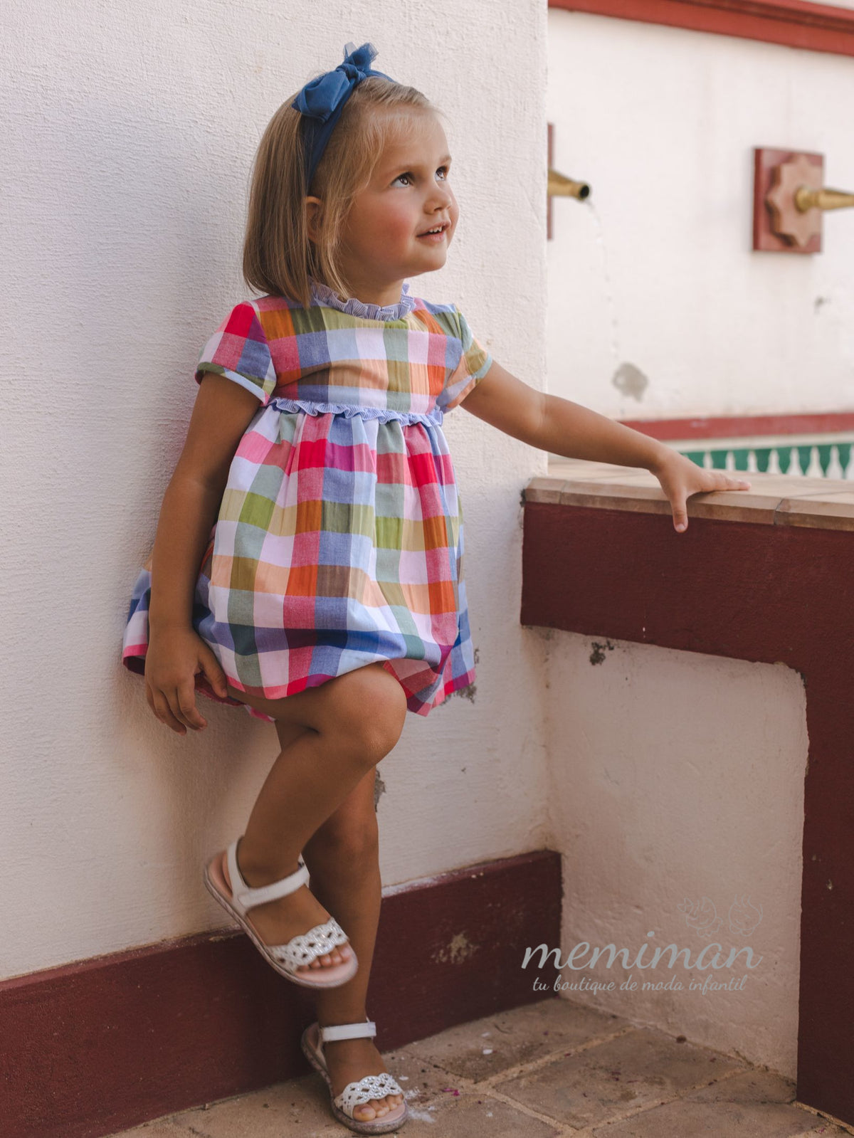 01-46034 Vestito neonato a quadri