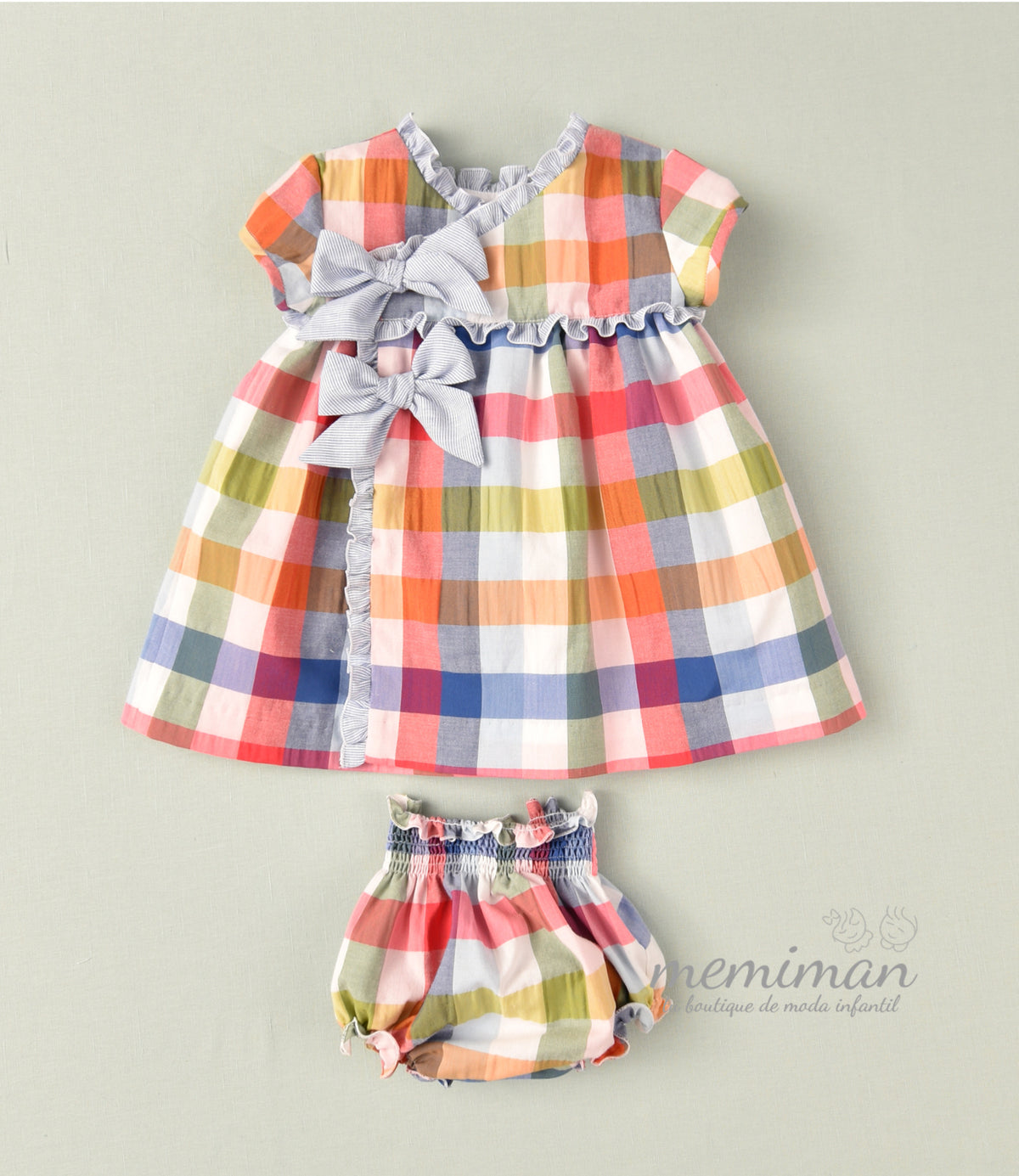 01-46034 Vestito neonato a quadri