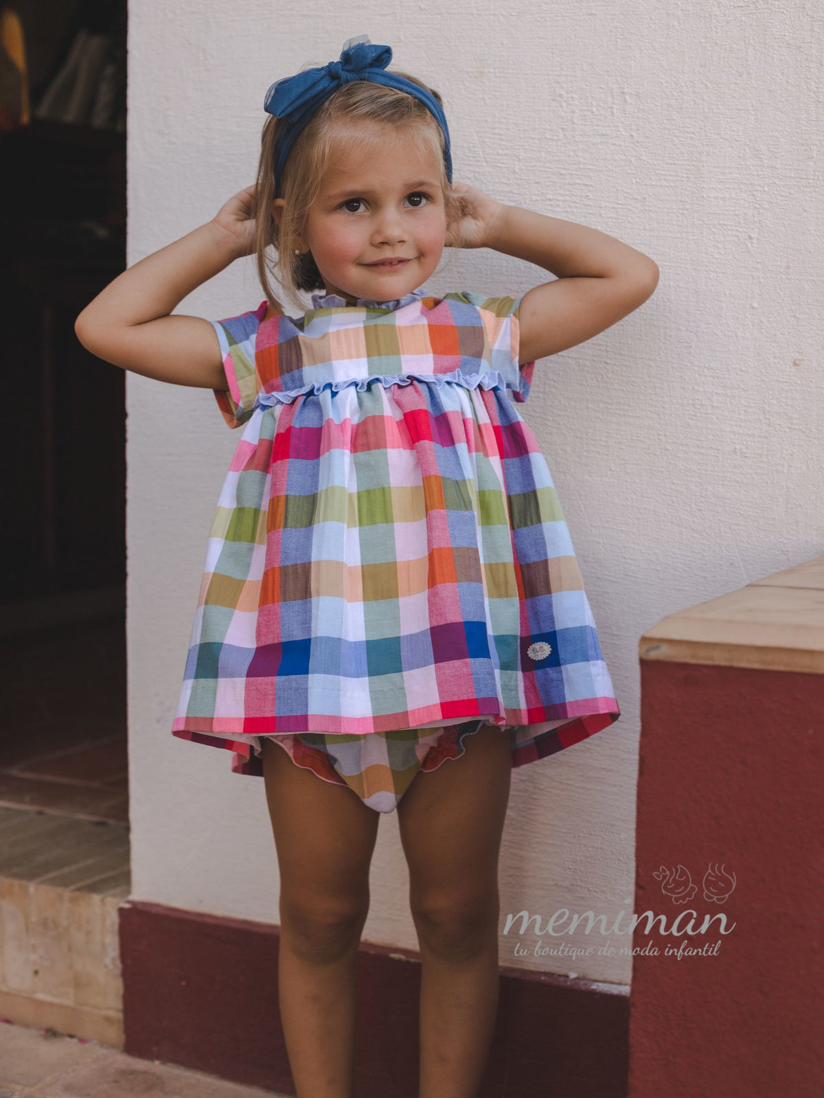 01-46034 Vestito neonato a quadri