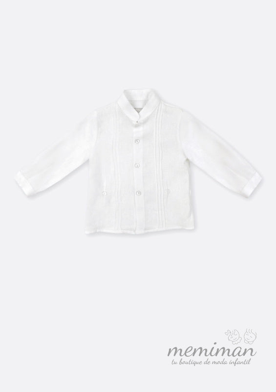 190300 Camicia bebè collo alla coreana aperta con pieghe