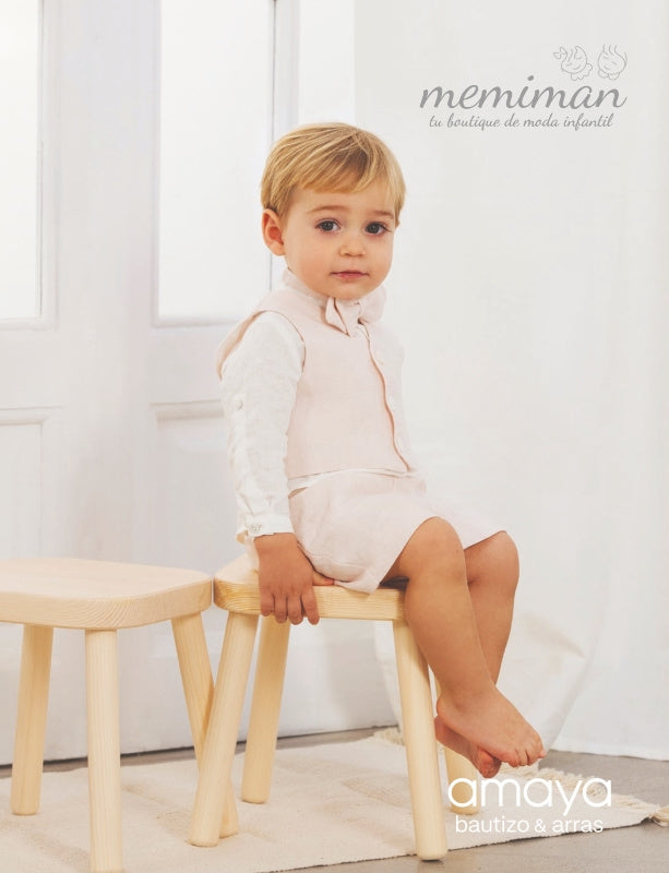 190320 Pantaloncini neonato lino tinta unita