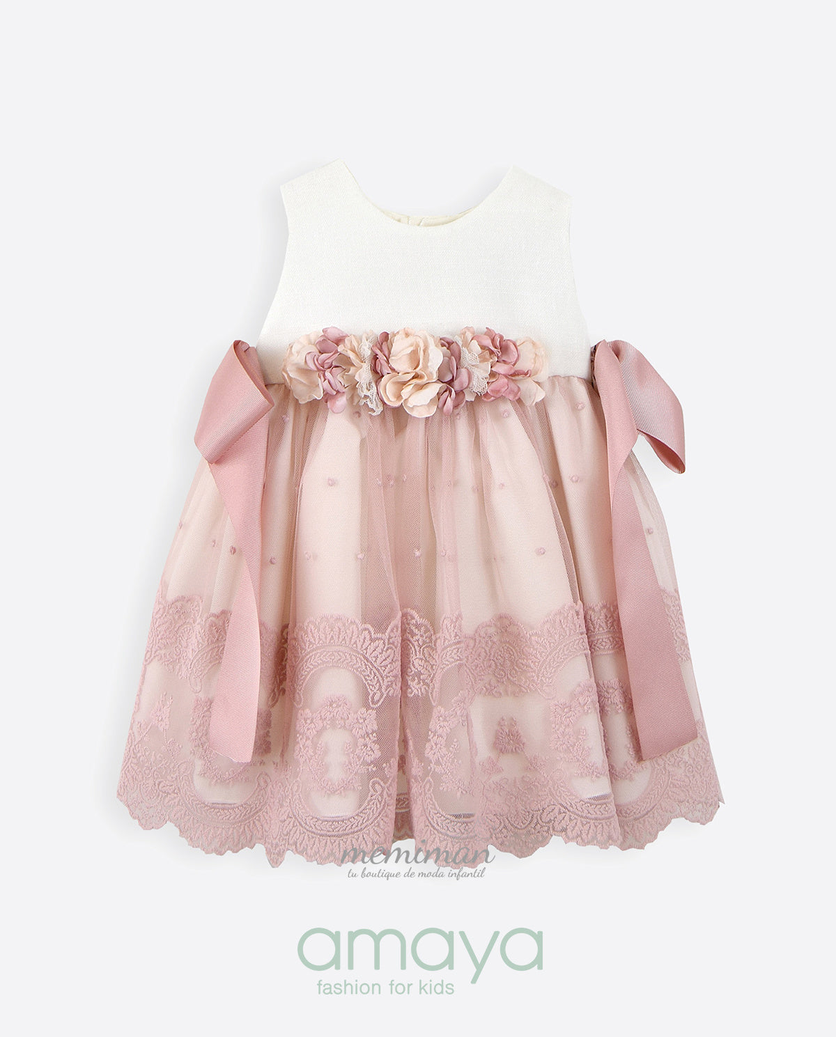 593018 Abito battesimo tulle ricamato