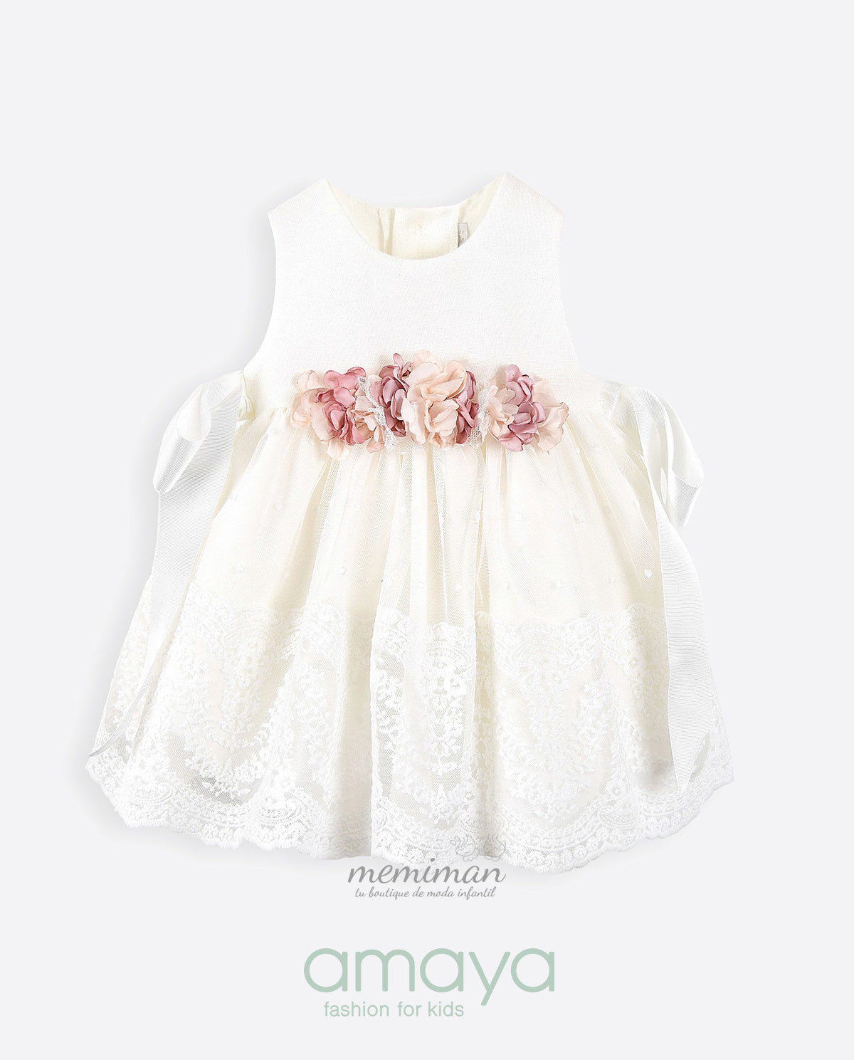 593018 Abito battesimo tulle ricamato