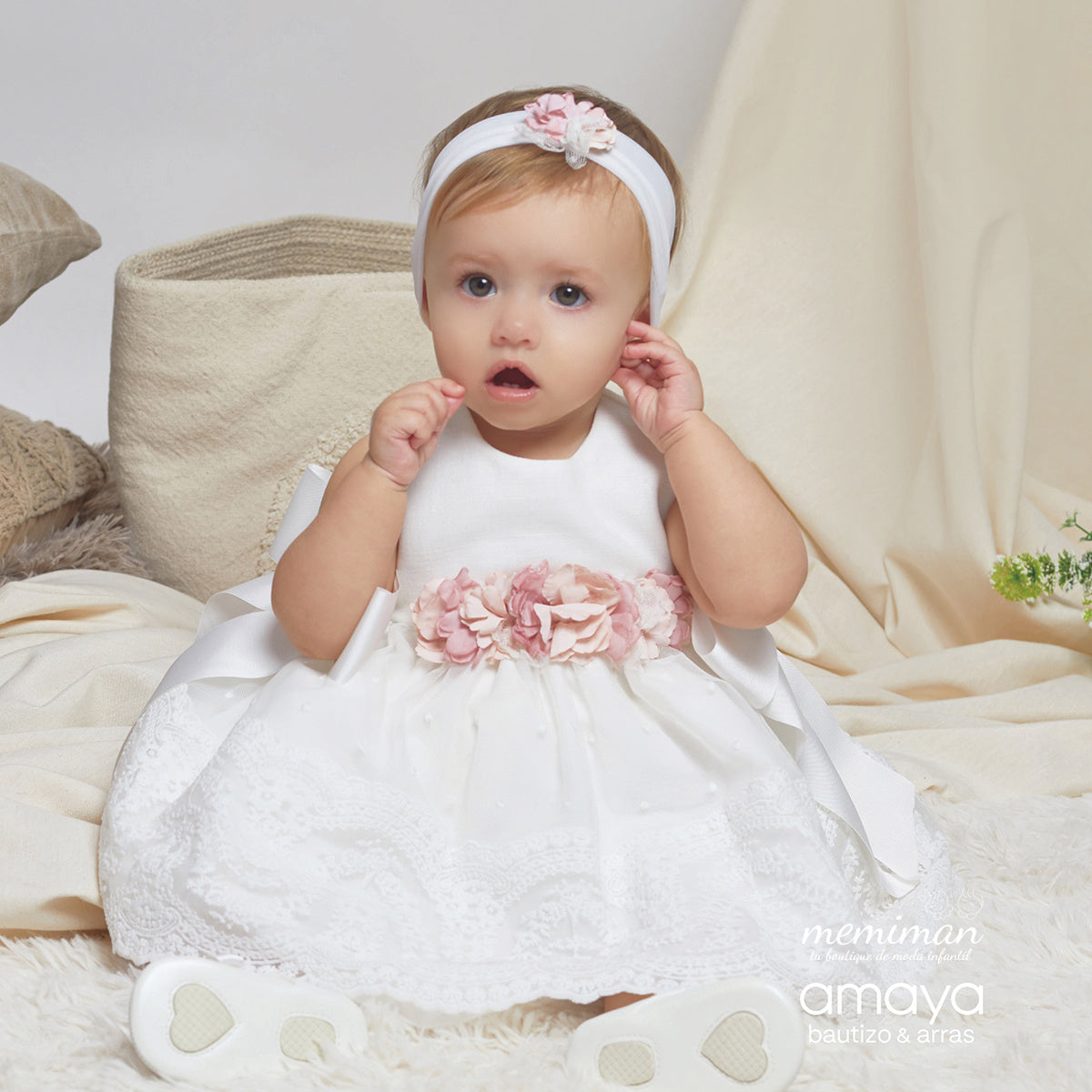 593018 Abito battesimo tulle ricamato