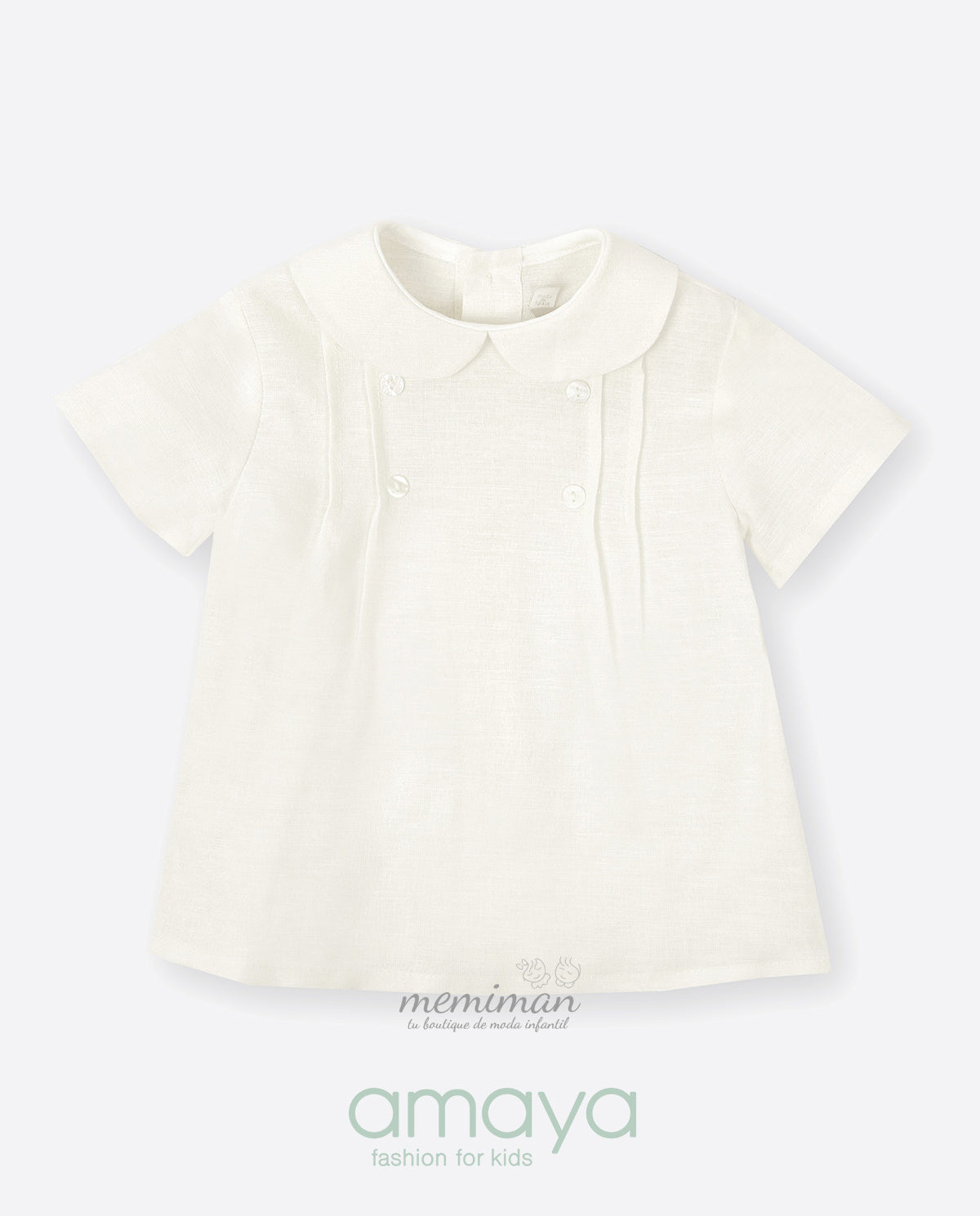 190305 Chemise bébé en lin avec cordons de serrage