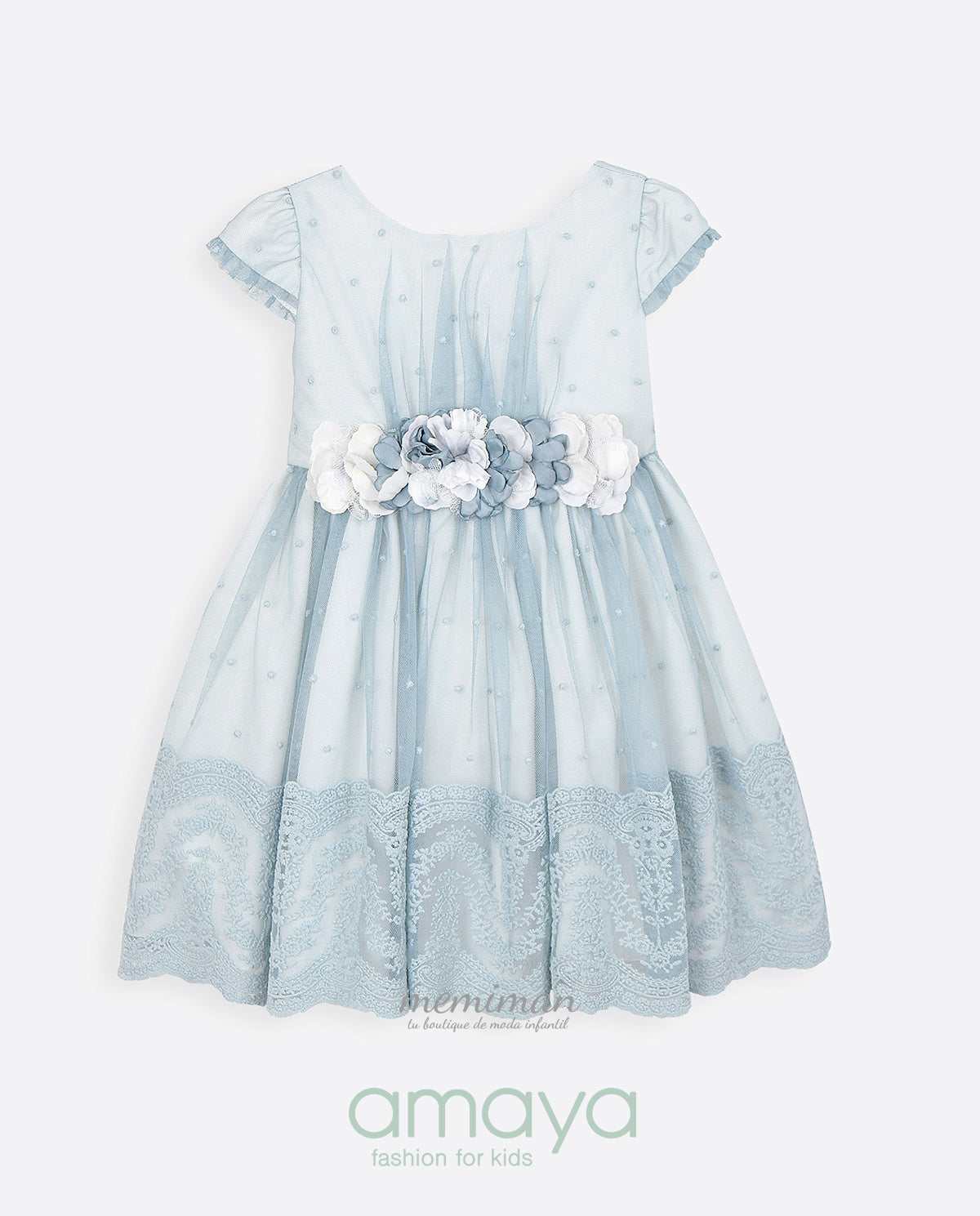 593418 Vestido de criança em tule bordado