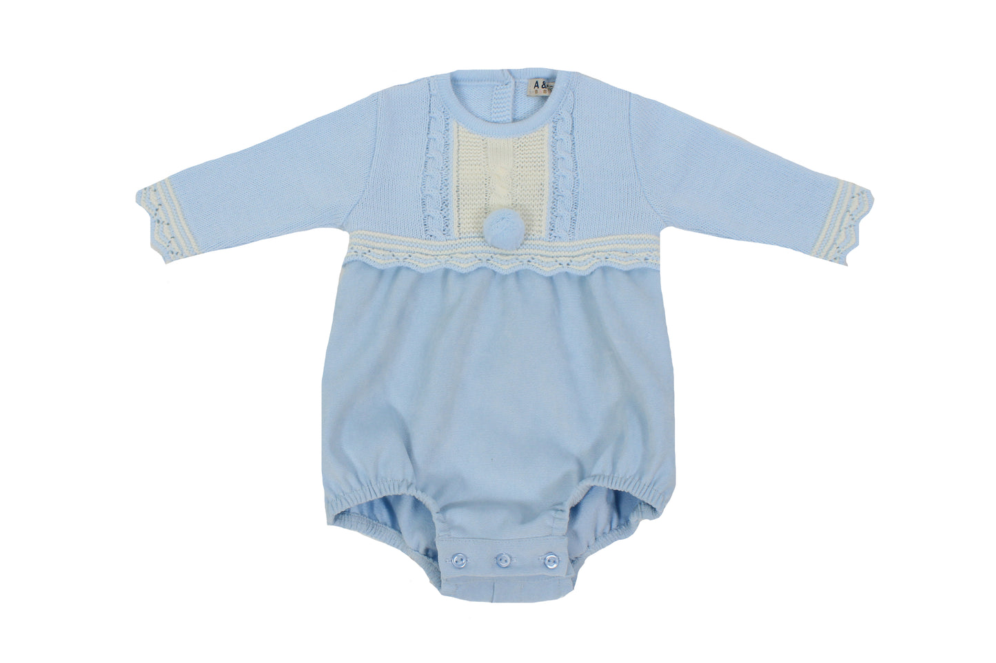 AJ305 Grenouille pompon bleu clair