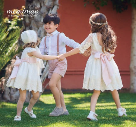 M732 CLAUDIO Linen boy's set with bow tie and t-shirts.