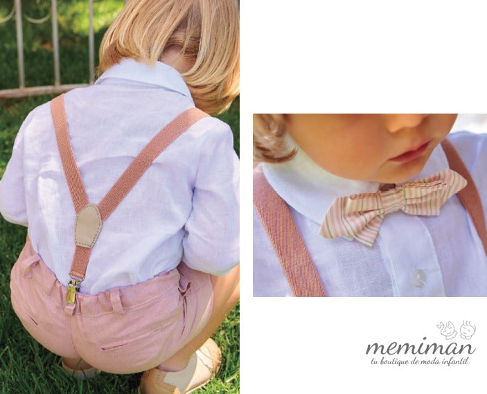 M731 CLAUDIO Linen baby set with bow tie and tees.